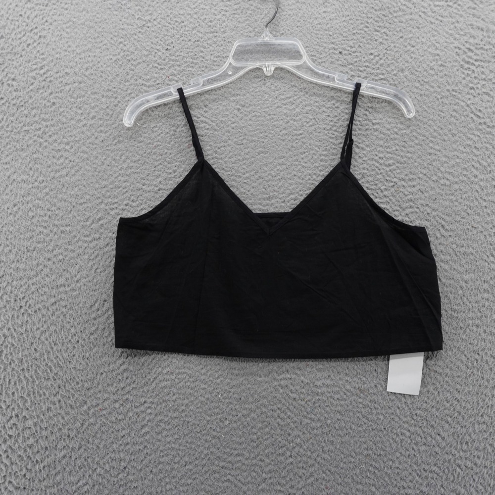 FARM Rio Black Cotton Spaghetti Strap Crop Tank Top Size Medium Women NEW
